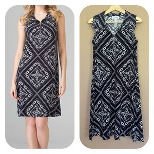 {Joseph Ribkoff} Sleeveless Nautical Print Stretch Dress in Midnight Blue - 4